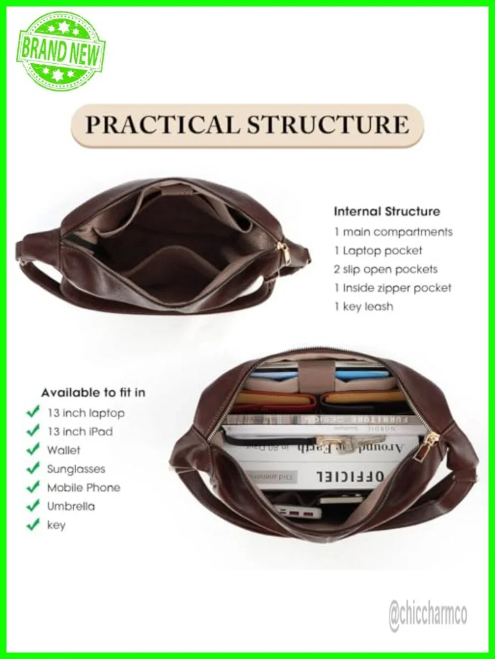 Foldable PU Leather Slouchy Hobo Bag Crossbody Shoulder Purse